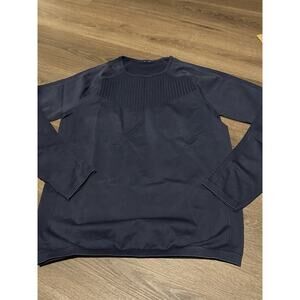 Fabletics Sync Seamless Long Sleeve Navy Blue Compression Shirt Top Sz XL